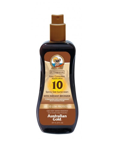 Australian Gold BRONZER Spray Gel Sunscreen SPF10 237ml